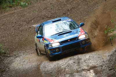 26;16-November-2008;ARC;Australia;Australian-Rally-Championship;Coffs-Coast;Coffs-Harbour;Leigh-Gotch;NSW;New-South-Wales;Rodger-Pedersen;Subaru-Impreza-WRX-STI;auto;dirt;motorsport;mud;racing;rain;special-stage;splash;super-telephoto;water