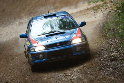 26;16-November-2008;ARC;Australia;Australian-Rally-Championship;Coffs-Coast;Coffs-Harbour;Leigh-Gotch;NSW;New-South-Wales;Rodger-Pedersen;Subaru-Impreza-WRX-STI;auto;dirt;motorsport;mud;racing;rain;special-stage;splash;super-telephoto;water