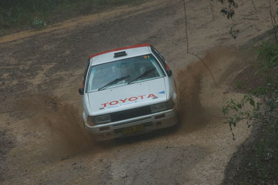 31;16-November-2008;ARC;Australia;Australian-Rally-Championship;Ben-Cullen;Coffs-Coast;Coffs-Harbour;Matthew-Cullen;NSW;NSW-Rally-Championship;NSWRC;New-South-Wales;Toyota-Corolla-Levin;auto;dirt;motorsport;mud;racing;rain;special-stage;splash;super-telephoto;water