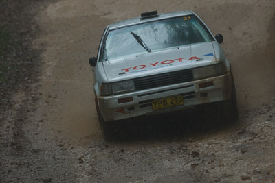 31;16-November-2008;ARC;Australia;Australian-Rally-Championship;Ben-Cullen;Coffs-Coast;Coffs-Harbour;Matthew-Cullen;NSW;NSW-Rally-Championship;NSWRC;New-South-Wales;Toyota-Corolla-Levin;auto;dirt;motorsport;mud;racing;rain;special-stage;splash;super-telephoto;water