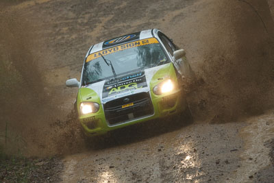 33;16-November-2008;ARC;Australia;Australian-Rally-Championship;Coffs-Coast;Coffs-Harbour;Mark-Beard;Mark-Willard;NSW;NSW-Rally-Championship;NSWRC;New-South-Wales;Subaru-Impreza-RS;auto;dirt;motorsport;mud;racing;rain;special-stage;splash;super-telephoto;water