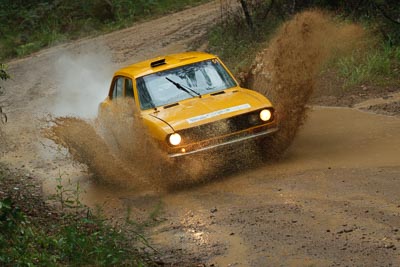 51;16-November-2008;ARC;Australia;Australian-Rally-Championship;Coffs-Coast;Coffs-Harbour;Mazda-RX‒2;NSW;NSW-Rally-Championship;NSWRC;New-South-Wales;Richard-Troup;Russell-Hannah;auto;dirt;motorsport;mud;racing;rain;special-stage;splash;telephoto;water