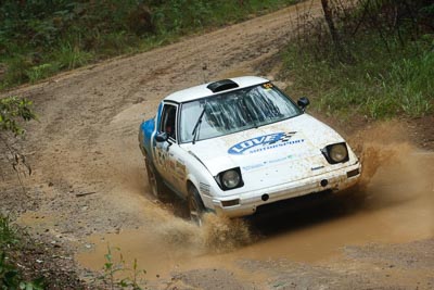 53;16-November-2008;ARC;All-Comers;Australia;Australian-Rally-Championship;Coffs-Coast;Coffs-Harbour;Matthew-Love;Mazda-RX‒7;NSW;New-South-Wales;Scott-Keys;auto;dirt;motorsport;mud;racing;rain;special-stage;splash;telephoto;water