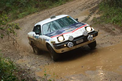 56;16-November-2008;ARC;All-Comers;Australia;Australian-Rally-Championship;Coffs-Coast;Coffs-Harbour;NSW;New-South-Wales;Penny-ODoherty;Triumph-TR7-V8;Troy-ODoherty;auto;dirt;motorsport;mud;racing;rain;special-stage;splash;telephoto;water