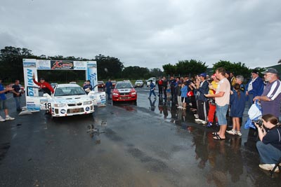 18;16-November-2008;ARC;Australia;Australian-Rally-Championship;Ben-Atkinson;Coffs-Coast;Coffs-Harbour;Evo-5;Mitsubishi-Lancer;Mitsubishi-Lancer-Evolution-V;NSW;NSW-Rally-Championship;NSWRC;Nathan-Quinn;New-South-Wales;auto;celebration;motorsport;podium;racing;wide-angle