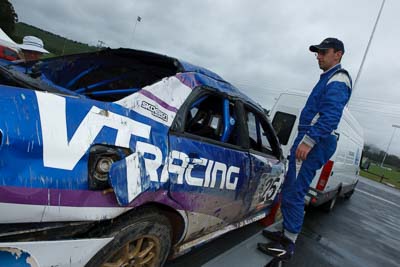 25;16-November-2008;ARC;Australia;Australian-Rally-Championship;Coffs-Coast;Coffs-Harbour;John-McCarthy;Matthew-van-Tuinen;NSW;New-South-Wales;Subaru-Impreza-WRX-STI;auto;damage;motorsport;racing;rollover;tow-truck;wide-angle