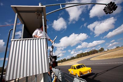 62;8-March-2009;Australia;Ford-Cortina-GT;Group-N;Historic-Touring-Cars;Morgan-Park-Raceway;QLD;Queensland;Russell-Brown;Warwick;auto;classic;clouds;motorsport;racing;sky;vintage;wide-angle