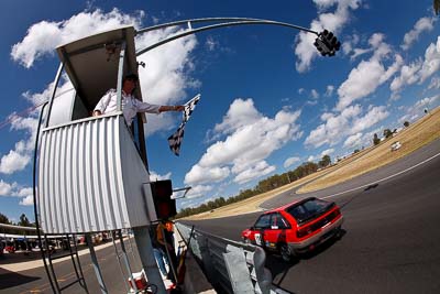 119;8-March-2009;Australia;Ford-Laser;Ian-Helsdon;Morgan-Park-Raceway;QLD;Queensland;Warwick;auto;fisheye;motorsport;racing