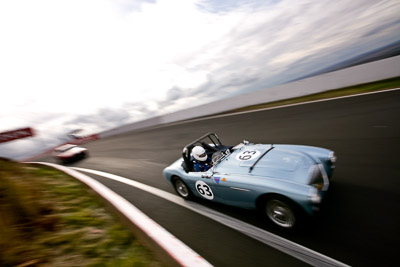 63;10-April-2009;1953-Austin-Healey-1004;Australia;Bathurst;Damian-Moloney;FOSC;Festival-of-Sporting-Cars;Historic-Sports-Cars;Mt-Panorama;NSW;New-South-Wales;RFE437;auto;classic;clouds;motion-blur;motorsport;racing;sky;vintage;wide-angle