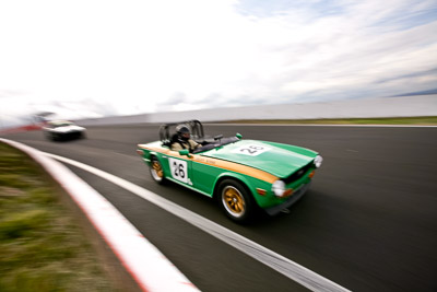 26;10-April-2009;1969-Triumph-TR6;Australia;Bathurst;FOSC;Festival-of-Sporting-Cars;Geoff-Byrne;Historic-Sports-Cars;Mt-Panorama;NSW;New-South-Wales;auto;classic;clouds;motion-blur;motorsport;racing;sky;vintage;wide-angle