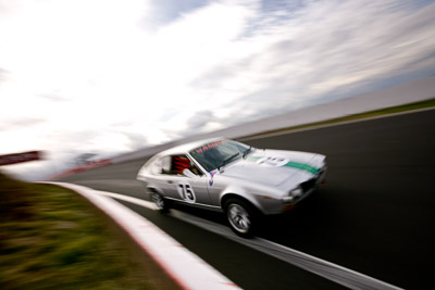 75;10-April-2009;1977-Alfa-Romeo-GTV;Australia;Bathurst;FOSC;Festival-of-Sporting-Cars;Historic-Sports-Cars;Mt-Panorama;NSW;New-South-Wales;Urs-Muller;auto;classic;clouds;motion-blur;motorsport;racing;sky;vintage;wide-angle