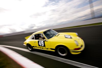 49;10-April-2009;1973-Porsche-911-Carrera-RS;30389H;Australia;Bathurst;FOSC;Festival-of-Sporting-Cars;Historic-Sports-Cars;Lloyd-Hughes;Mt-Panorama;NSW;New-South-Wales;auto;classic;clouds;motion-blur;motorsport;racing;sky;vintage;wide-angle