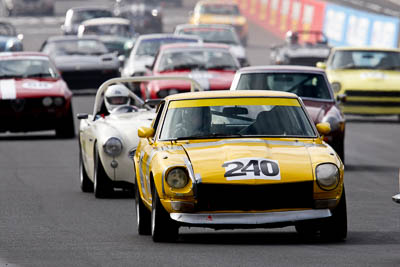 240;12-April-2009;1971-Datsun-240Z;Australia;Bathurst;FOSC;Festival-of-Sporting-Cars;Historic-Sports-Cars;Mt-Panorama;NSW;New-South-Wales;Russell-Stanford;auto;classic;motorsport;racing;super-telephoto;vintage