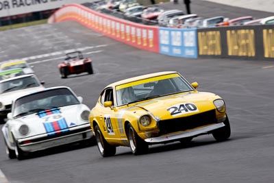 240;12-April-2009;1971-Datsun-240Z;Australia;Bathurst;FOSC;Festival-of-Sporting-Cars;Historic-Sports-Cars;Mt-Panorama;NSW;New-South-Wales;Russell-Stanford;auto;classic;motion-blur;motorsport;racing;super-telephoto;vintage