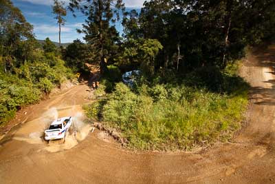 10;9-May-2009;APRC;Asia-Pacific-Rally-Championship;Australia;Brendan-Reeves;Glen-Weston;IROQ;Imbil;International-Rally-Of-Queensland;QLD;Queensland;Rally-Queensland;Subaru-Impreza-WRX-STI;Sunshine-Coast;auto;motorsport;racing;special-stage;view;water-splash;wide-angle