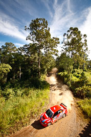 12;9-May-2009;APRC;Asia-Pacific-Rally-Championship;Australia;David-Green;Evo-9;IROQ;Imbil;International-Rally-Of-Queensland;Mitsubishi-Lancer;Mitsubishi-Lancer-Evolution-IX;Nathan-Quinn;QLD;Queensland;Rally-Queensland;Sunshine-Coast;auto;motorsport;racing;sky;special-stage;view;wide-angle