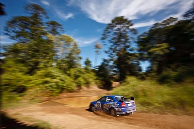 26;9-May-2009;ARC;Australia;Australian-Rally-Championship;Evo-5;IROQ;Imbil;International-Rally-Of-Queensland;Lorelle-Tonna;Mitsubishi-Lancer;Mitsubishi-Lancer-Evolution-V;QLD;Queensland;Rally-Queensland;Stephen-Tonna;Sunshine-Coast;auto;clouds;motion-blur;motorsport;racing;sky;special-stage;speed;view;water-splash;wide-angle