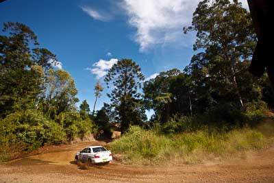 29;9-May-2009;ARC;Australia;Australian-Rally-Championship;IROQ;Imbil;International-Rally-Of-Queensland;John-Berne;QLD;Queensland;Rally-Queensland;Subaru-Impreza-RS;Sunshine-Coast;Tony-Best;auto;clouds;motorsport;racing;sky;special-stage;view;water-splash;wide-angle