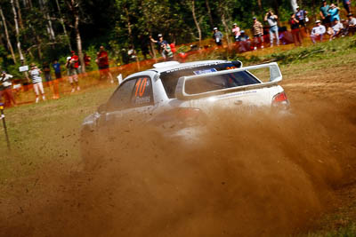 10;9-May-2009;APRC;Asia-Pacific-Rally-Championship;Australia;Brendan-Reeves;Glen-Weston;IROQ;Imbil;International-Rally-Of-Queensland;QLD;Queensland;Rally-Queensland;Subaru-Impreza-WRX-STI;Sunshine-Coast;auto;dirt;dust;motorsport;racing;special-stage;telephoto