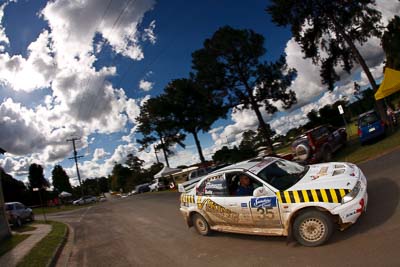 35;9-May-2009;Australia;Erik-Johnsson;Erin-Kelly;Evo-6;IROQ;Imbil;Imbil-Showgrounds;International-Rally-Of-Queensland;Mitsubishi-Lancer;Mitsubishi-Lancer-Evolution-VI;QLD;QRC;Queensland;Queensland-Rally-Championship;Rally-Queensland;Sunshine-Coast;auto;clouds;fisheye;motorsport;racing;service-centre;service-park;showgrounds;sky;sun