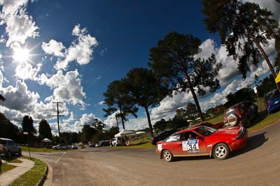 9-May-2009;Australia;Gerard-McConkey;IROQ;Imbil;Imbil-Showgrounds;International-Rally-Of-Queensland;Marius-Swart;QLD;QRC;Queensland;Queensland-Rally-Championship;Rally-Queensland;Sunshine-Coast;Toyota-Celica-GT4;auto;clouds;fisheye;motorsport;racing;service-centre;service-park;showgrounds;sky;sun