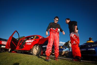 9-May-2009;APRC;Asia-Pacific-Rally-Championship;Australia;Gaurav-Gill;IROQ;Imbil;Imbil-Showgrounds;International-Rally-Of-Queensland;Katsu-Taguchi;QLD;Queensland;Rally-Queensland;Sunshine-Coast;auto;motorsport;persons;portrait;racing;service;service-centre;service-park;showgrounds;sky;wide-angle