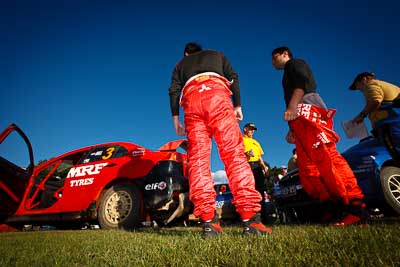 9-May-2009;APRC;Asia-Pacific-Rally-Championship;Australia;Gaurav-Gill;IROQ;Imbil;Imbil-Showgrounds;International-Rally-Of-Queensland;Katsu-Taguchi;QLD;Queensland;Rally-Queensland;Sunshine-Coast;auto;motorsport;persons;portrait;racing;service;service-centre;service-park;showgrounds;sky;wide-angle