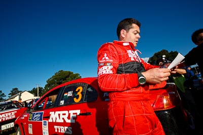 3;9-May-2009;APRC;Asia-Pacific-Rally-Championship;Australia;Evo-9;Gaurav-Gill;Glenn-Macneall;IROQ;Imbil;Imbil-Showgrounds;International-Rally-Of-Queensland;MRF-Tyres;Mitsubishi-Lancer;Mitsubishi-Lancer-Evolution-IX;QLD;Queensland;Rally-Queensland;Sunshine-Coast;Team-MRF;auto;co‒driver;motorsport;persons;portrait;racing;service;service-centre;service-park;showgrounds;sky;wide-angle