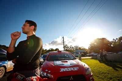 9-May-2009;APRC;Asia-Pacific-Rally-Championship;Australia;Gaurav-Gill;IROQ;Imbil;Imbil-Showgrounds;International-Rally-Of-Queensland;QLD;Queensland;Rally-Queensland;Sunshine-Coast;afternoon;auto;driver;motorsport;person;portrait;racing;service;service-centre;service-park;showgrounds;sky;sun;wide-angle