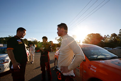 9-May-2009;APRC;Asia-Pacific-Rally-Championship;Australia;IROQ;Imbil;Imbil-Showgrounds;International-Rally-Of-Queensland;QLD;Queensland;Rally-Queensland;Rui-Wang;Song-Xiao;Sunshine-Coast;afternoon;auto;co‒driver;motorsport;people;person;persons;portrait;racing;service;service-centre;service-park;showgrounds;sky;sun;wide-angle