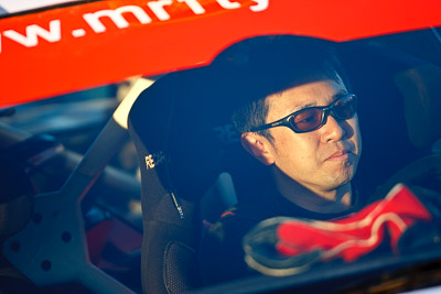 9-May-2009;APRC;Asia-Pacific-Rally-Championship;Australia;IROQ;Imbil;Imbil-Showgrounds;International-Rally-Of-Queensland;Katsu-Taguchi;QLD;Queensland;Rally-Queensland;Sunshine-Coast;afternoon;auto;driver;in‒car;motorsport;person;portrait;racing;service-centre;service-park;showgrounds;super-telephoto