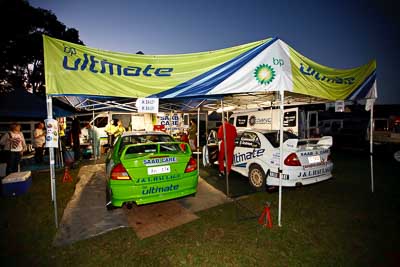 38;41;9-May-2009;Australia;Evo-6;IROQ;Imbil;Imbil-Showgrounds;International-Rally-Of-Queensland;Kent-Lawrence;Matthew-Bailey;Michael-Bailey;Mitsubishi-Lancer;Mitsubishi-Lancer-Evolution-IV;Mitsubishi-Lancer-Evolution-VI;QLD;QRC;Queensland;Queensland-Rally-Championship;Rally-Queensland;Stephen-Andrews;Sunshine-Coast;auto;motion-blur;motorsport;racing;service;service-centre;service-park;showgrounds;twilight;wide-angle