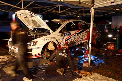 21;9-May-2009;ARC;Australia;Australian-Rally-Championship;Evo-10;IROQ;Imbil;Imbil-Showgrounds;International-Rally-Of-Queensland;John-McCarthy;Mitsubishi-Lancer;Mitsubishi-Lancer-Evolution-X;QLD;Queensland;Rally-Queensland;Steven-Shepheard;Sunshine-Coast;auto;motorsport;night;racing;service;service-centre;service-park;showgrounds;wide-angle