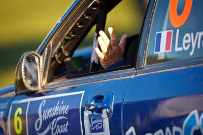 10-May-2009;APRC;Asia-Pacific-Rally-Championship;Australia;IROQ;Imbil;Imbil-Showgrounds;International-Rally-Of-Queensland;Jean‒Louis-Leyraud;QLD;Queensland;Rally-Queensland;Sunshine-Coast;auto;detail;driver;hand;morning;motorsport;racing;showgrounds;super-telephoto;wave