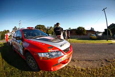 18;10-May-2009;ARC;Activ-Rallysport;Australia;Australian-Rally-Championship;Evo-9;IROQ;Imbil;Imbil-Showgrounds;International-Rally-Of-Queensland;Justin-Dowel;Matt-Lee;Mitsubishi-Lancer;Mitsubishi-Lancer-Evolution-IX;QLD;Queensland;Rally-Queensland;Sunshine-Coast;auto;co‒driver;fisheye;morning;motorsport;racing;showgrounds;sky