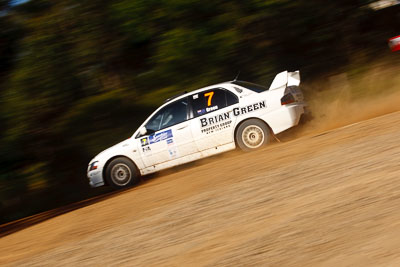 7;10-May-2009;APRC;Asia-Pacific-Rally-Championship;Australia;Brian-Green;Brian-Green-Motorsport;Evo-9;Fleur-Pedersen;IROQ;Imbil;International-Rally-Of-Queensland;Mitsubishi-Lancer;Mitsubishi-Lancer-Evolution-IX;QLD;Queensland;Rally-Queensland;Sunshine-Coast;auto;motion-blur;motorsport;racing;special-stage;speed;telephoto