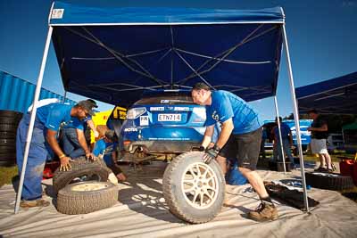 1;10-May-2009;APRC;Asia-Pacific-Rally-Championship;Australia;Ben-Atkinson;Cody-Crocker;IROQ;Imbil;Imbil-Showgrounds;International-Rally-Of-Queensland;Motor-Image-Racing;QLD;Queensland;Rally-Queensland;Sunshine-Coast;auto;motorsport;people;persons;racing;service;service-park;showgrounds;wide-angle