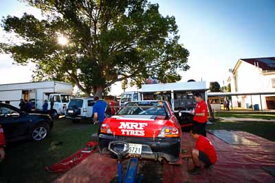 2;10-May-2009;APRC;Asia-Pacific-Rally-Championship;Australia;Evo-9;IROQ;Imbil;Imbil-Showgrounds;International-Rally-Of-Queensland;Katsu-Taguchi;MRF-Tyres;Mark-Stacey;Mitsubishi-Lancer;Mitsubishi-Lancer-Evolution-IX;QLD;Queensland;Rally-Queensland;Sunshine-Coast;Team-MRF;auto;motorsport;people;persons;racing;service;service-park;showgrounds;wide-angle