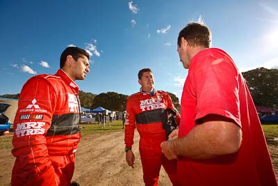 10-May-2009;APRC;Asia-Pacific-Rally-Championship;Australia;Gaurav-Gill;Glenn-Macneall;IROQ;Imbil;Imbil-Showgrounds;International-Rally-Of-Queensland;QLD;Queensland;Rally-Queensland;Sunshine-Coast;auto;co‒driver;driver;motorsport;people;person;persons;portrait;racing;service;service-park;showgrounds;wide-angle