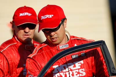 10-May-2009;APRC;Asia-Pacific-Rally-Championship;Australia;IROQ;Imbil;Imbil-Showgrounds;International-Rally-Of-Queensland;Katsu-Taguchi;QLD;Queensland;Rally-Queensland;Sunshine-Coast;auto;celebration;driver;motorsport;official-finish;person;podium;portrait;racing;showgrounds;super-telephoto