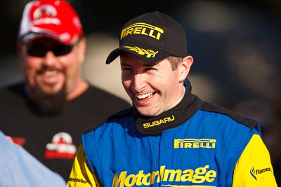 10-May-2009;APRC;Asia-Pacific-Rally-Championship;Australia;Cody-Crocker;IROQ;Imbil;Imbil-Showgrounds;International-Rally-Of-Queensland;QLD;Queensland;Rally-Queensland;Sunshine-Coast;auto;celebration;driver;motorsport;official-finish;person;podium;portrait;racing;showgrounds;super-telephoto