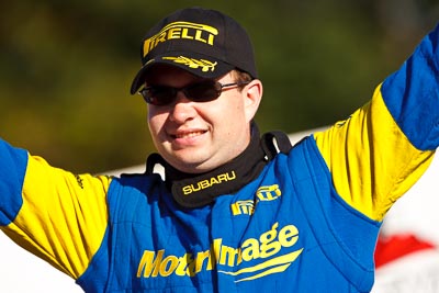 10-May-2009;APRC;Asia-Pacific-Rally-Championship;Australia;IROQ;Imbil;Imbil-Showgrounds;International-Rally-Of-Queensland;QLD;Queensland;Rally-Queensland;Sunshine-Coast;auto;celebration;motorsport;official-finish;person;podium;portrait;racing;showgrounds;super-telephoto