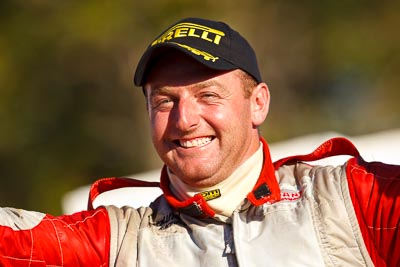 10-May-2009;APRC;Asia-Pacific-Rally-Championship;Australia;IROQ;Imbil;Imbil-Showgrounds;International-Rally-Of-Queensland;QLD;Queensland;Rally-Queensland;Simon-Evans;Sunshine-Coast;auto;celebration;motorsport;official-finish;person;podium;portrait;racing;showgrounds;super-telephoto