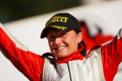 10-May-2009;APRC;Asia-Pacific-Rally-Championship;Australia;IROQ;Imbil;Imbil-Showgrounds;International-Rally-Of-Queensland;QLD;Queensland;Rally-Queensland;Sue-Evans;Sunshine-Coast;auto;celebration;co‒driver;motorsport;official-finish;person;podium;portrait;racing;showgrounds;super-telephoto