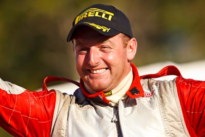 10-May-2009;APRC;Asia-Pacific-Rally-Championship;Australia;IROQ;Imbil;Imbil-Showgrounds;International-Rally-Of-Queensland;QLD;Queensland;Rally-Queensland;Simon-Evans;Sunshine-Coast;auto;celebration;motorsport;official-finish;person;podium;portrait;racing;showgrounds;super-telephoto