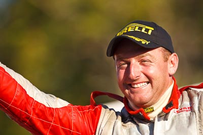 10-May-2009;APRC;Asia-Pacific-Rally-Championship;Australia;IROQ;Imbil;Imbil-Showgrounds;International-Rally-Of-Queensland;QLD;Queensland;Rally-Queensland;Simon-Evans;Sunshine-Coast;auto;celebration;motorsport;official-finish;person;podium;portrait;racing;showgrounds;super-telephoto