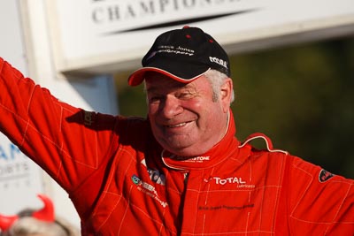 10-May-2009;APRC;Asia-Pacific-Rally-Championship;Australia;Brian-Green;IROQ;Imbil;Imbil-Showgrounds;International-Rally-Of-Queensland;QLD;Queensland;Rally-Queensland;Sunshine-Coast;auto;celebration;driver;motorsport;official-finish;person;podium;portrait;racing;showgrounds;super-telephoto