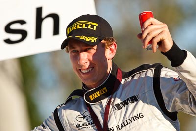 10-May-2009;APRC;Asia-Pacific-Rally-Championship;Australia;Brendan-Reeves;IROQ;Imbil;Imbil-Showgrounds;International-Rally-Of-Queensland;QLD;Queensland;Rally-Queensland;Sunshine-Coast;auto;celebration;driver;motorsport;official-finish;person;podium;portrait;racing;showgrounds;super-telephoto