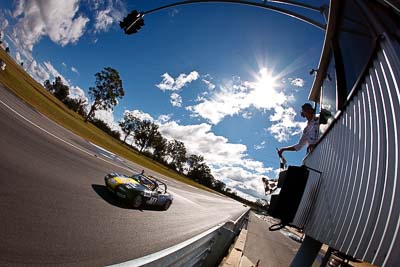 76;7-June-2009;Australia;Group-2F;Mazda-MX‒5;Mazda-MX5;Mazda-Miata;Morgan-Park-Raceway;QLD;Queensland;Russell-Schloss;Warwick;auto;chequered-flag;clouds;finish;fisheye;motorsport;racing;sky;sun