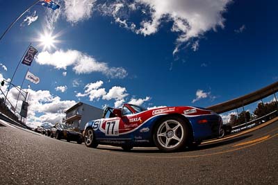 77;7-June-2009;Australia;Group-2F;Mazda-MX‒5;Mazda-MX5;Mazda-Miata;Morgan-Park-Raceway;Paul-McLeod;QLD;Queensland;Warwick;auto;clouds;fisheye;motorsport;pit-lane;racing;sky;sun